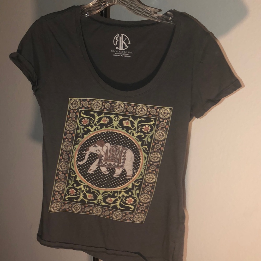 Recycled Karma Elephant Boho Graphic Tee
